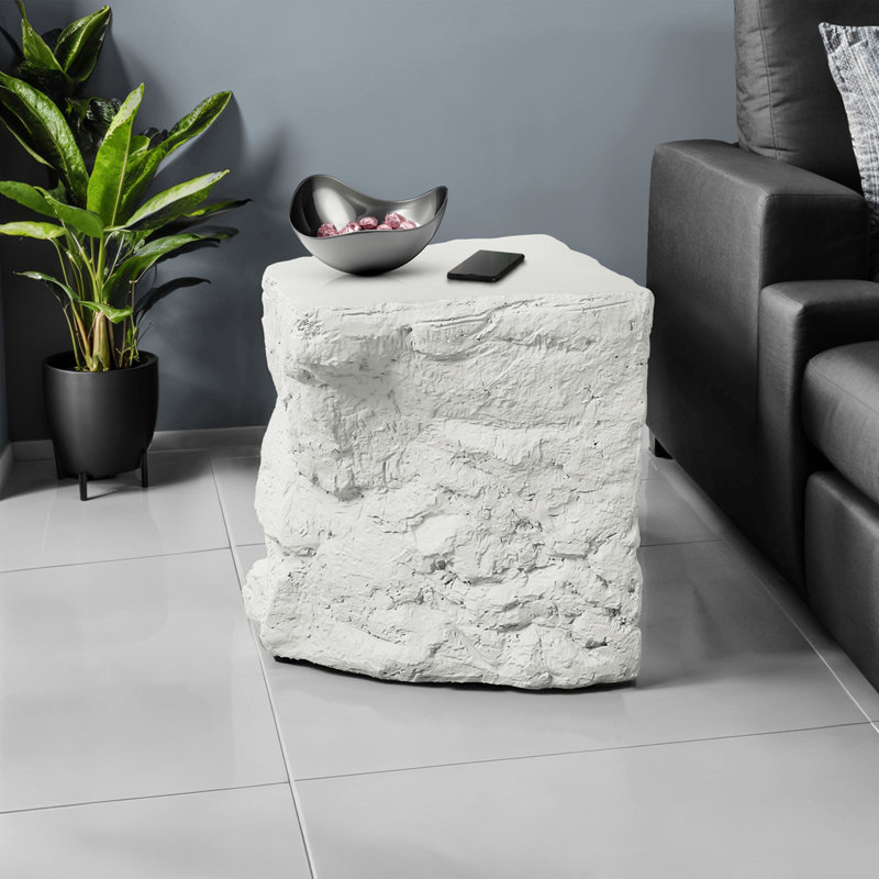 Modern Accent End Table, White