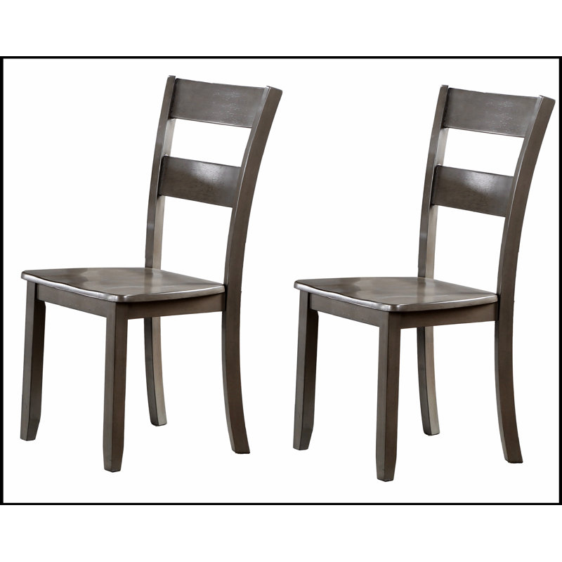 Chaises de salle à manger en bois à dossier échelle 2 pièces, finition grise pour intérieurs modernes et classiques