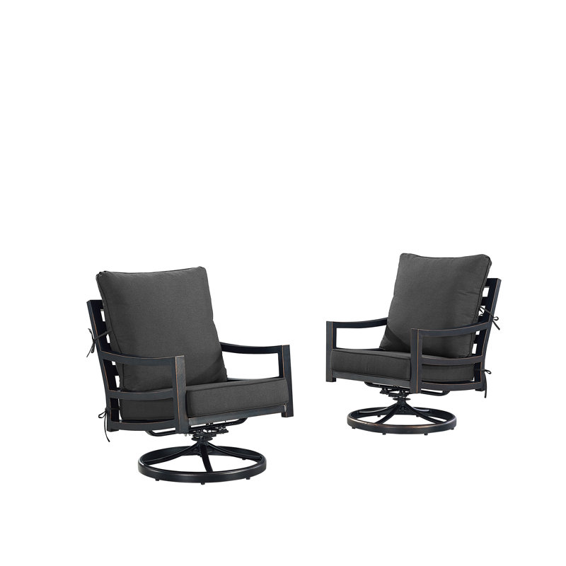 Sabrina Swivel Aluminum Outdoor Lounge Chair, Black