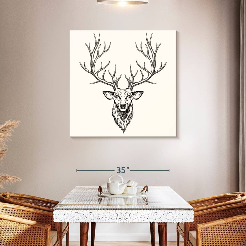 Tête de cerf Senne, H 39 po x l 39 po