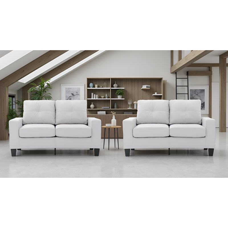 Ensemble de 2 causeuses blanches modulaires Worthen, Blanc