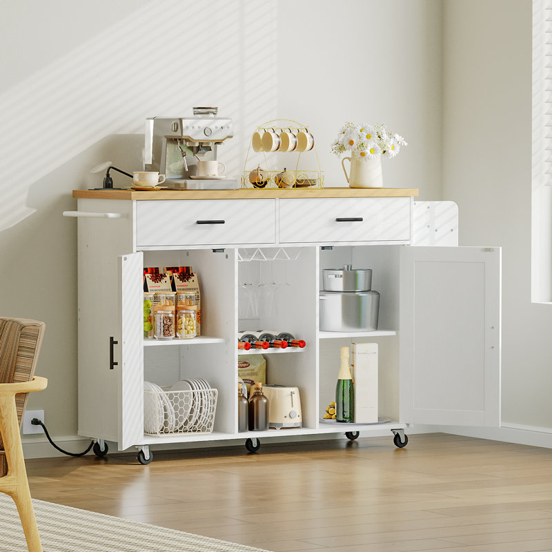 Mayrani 43.3 " W Kitchen Island, Natural /White