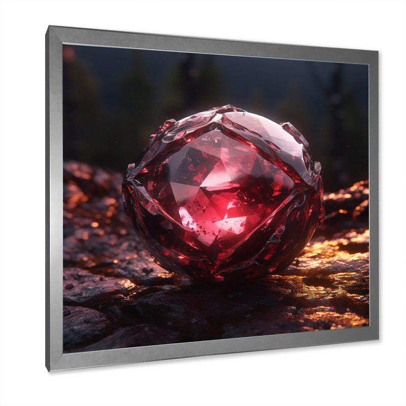«Red Gold Vibrant Stones» sur impression sur toile, Cadre simple argenté, H 24 po x l 24 po x P 1 po