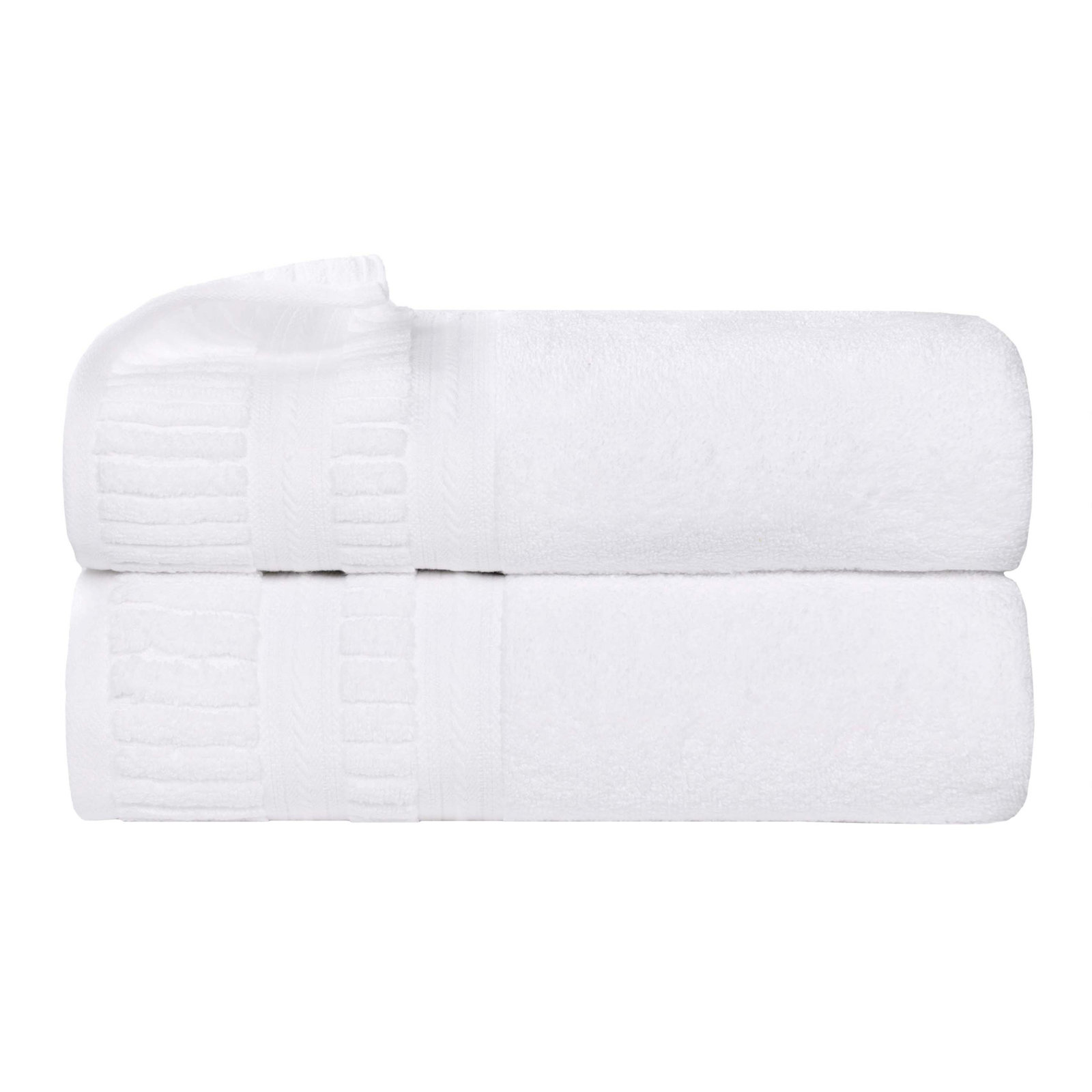 Venice Zero Twist Cotton Medium Weight Soft Absorbent Towel Set, Bath Towels - 2 Pack, White