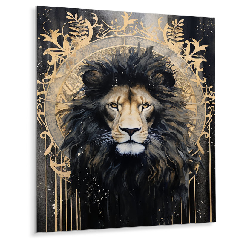 «Majestic Lion Retro Collage», art mural lion, Sans cadre, métal, H 32 po x l 24 po