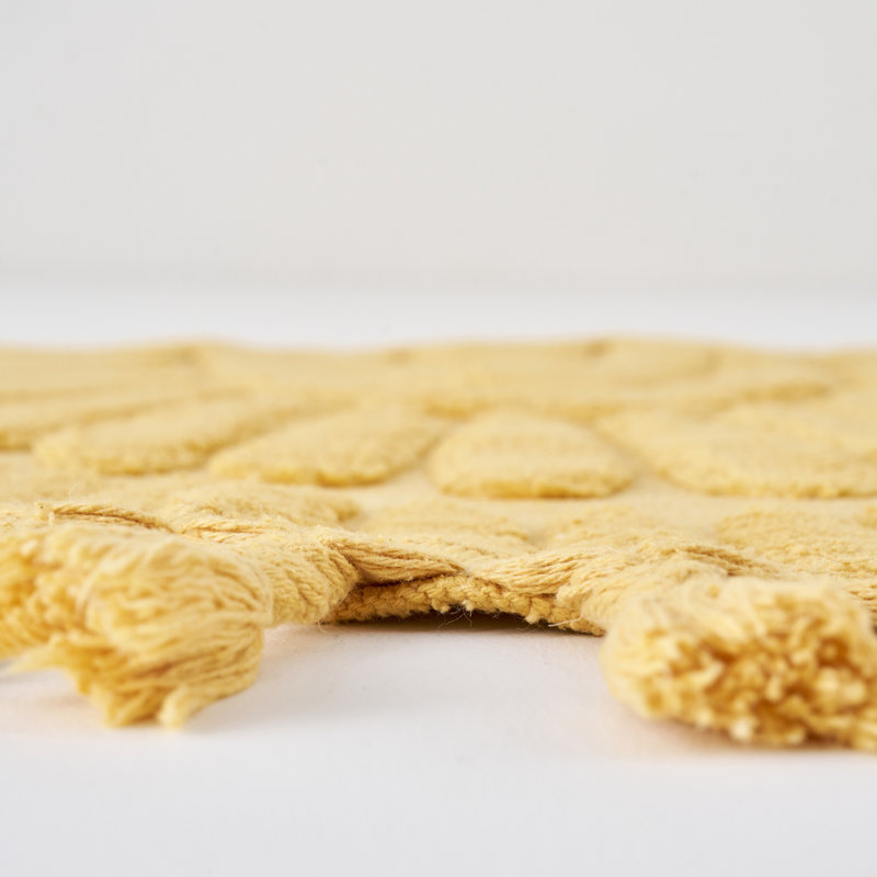 Sunshine Tasseled Cotton Bath Mat Set, U-Shaped- 40" H x 23.5" W, Mustard