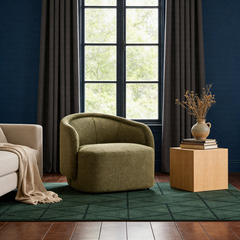 Chaise d'appoint courbée moderne pour le salon avec siège rembourré, Vert