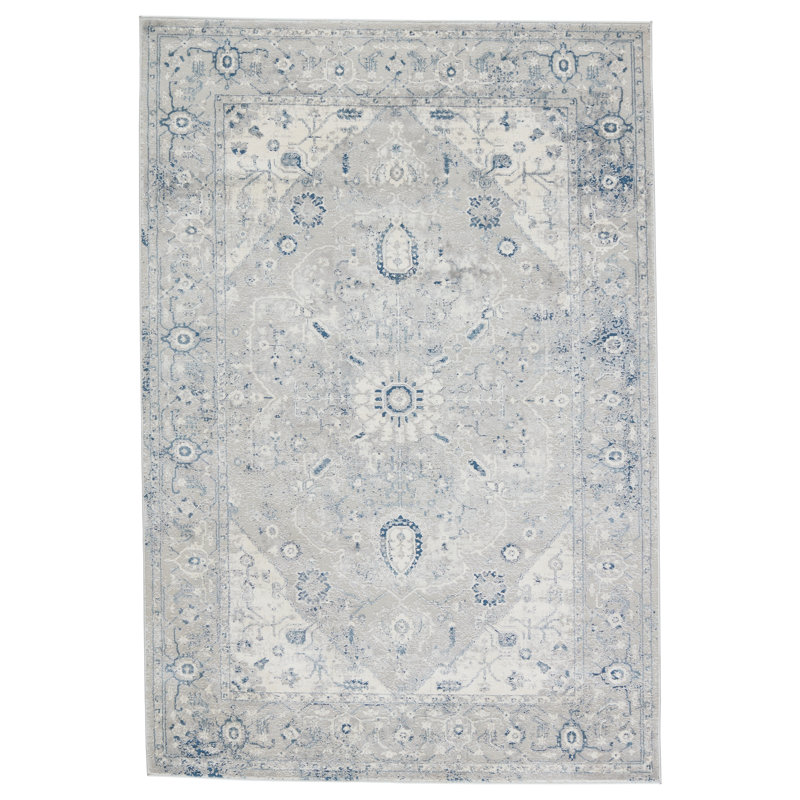 Tapis oriental gris clair / bleu Christopherso, Rectangle 8 pi x 10 pi