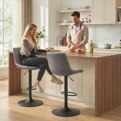 Kait Upholstered Adjustable Height Counter Stool with Metal Frame