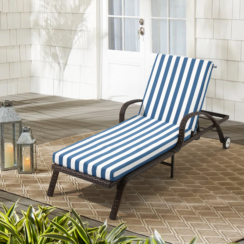 Coussin de chaise longue d'extérieur, Lin bleu / blanc Cabana, 2