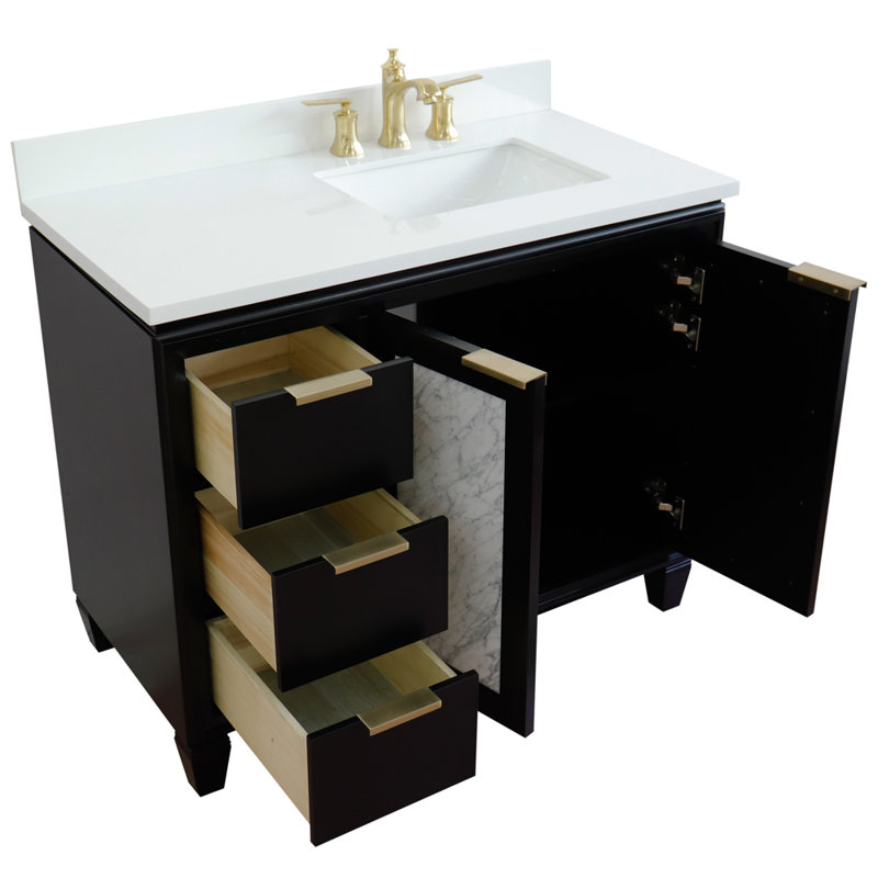 Ensemble de meuble-lavabo simple 43 po avec miroir Schreck, Noir