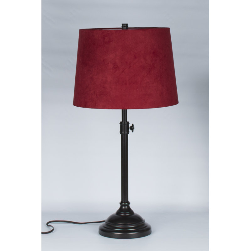 Caitlynne Metal Table Lamp, Red Suede, Oil-rubbed Bronze