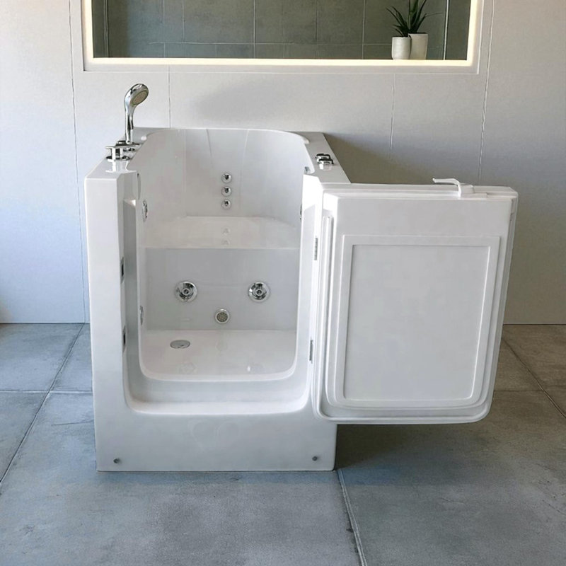 FLORIDA 36.5" x 32.5" Walk-In Whirlpool Bathtub with Seat, Door & 7 Jets