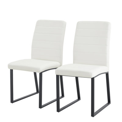 Comfort Dining Chairs 2 Pack, Pu Leather Metal Legs, Modern Kitchen