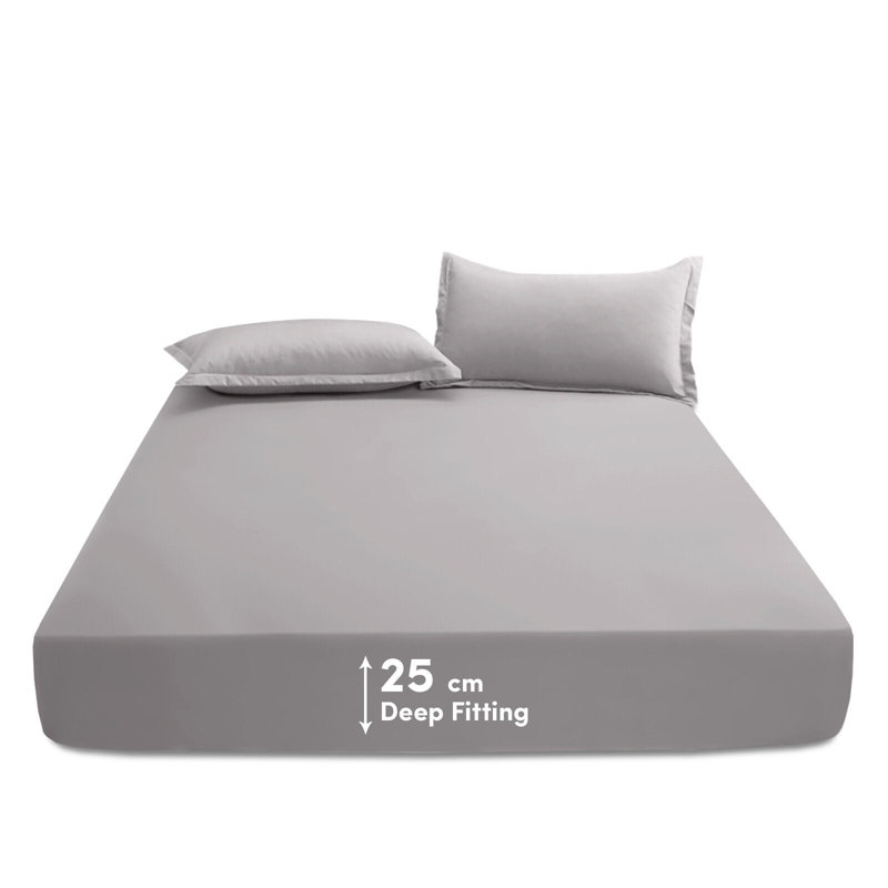 Lilyanah Microfiber 25cm Extra Deep Fitted Bed Sheets, Super King (6'), Silver