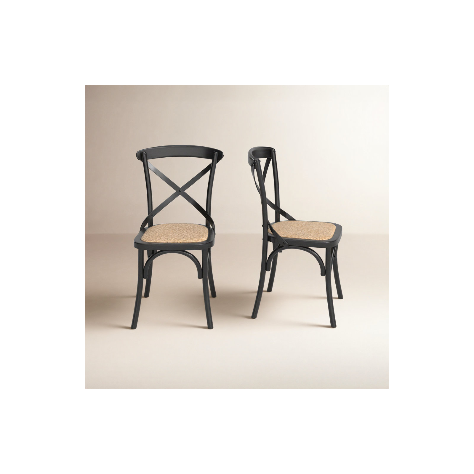 Camaran Solid Wood Cross Back Side Chair, Black