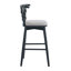 Tabouret de bar d'intérieur en bois, finition noire avec revêtement gris, ensemble de 2