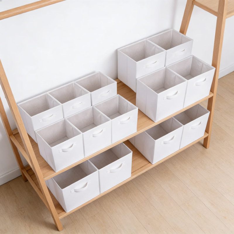Fabric Storage Cubes With Handles, Sturdy Organizer Bins For Home Organization, Set Of 6, Foldable And Breathable, White