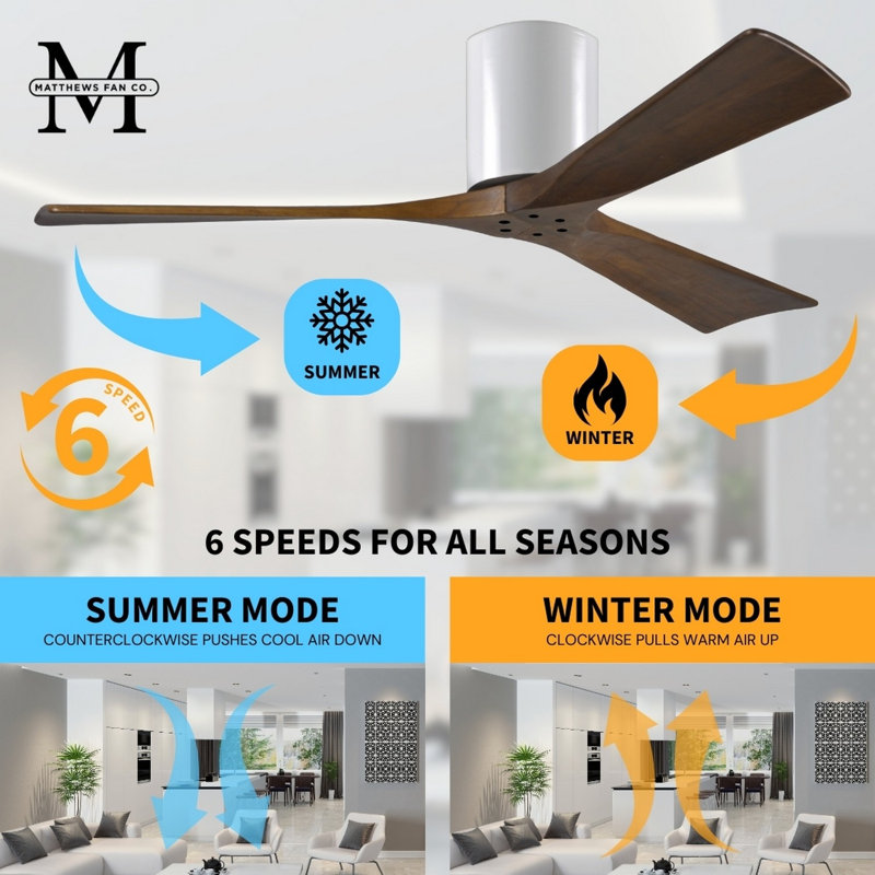 Irene Ceiling Fan, Gloss White, Walnut Tone, 60"