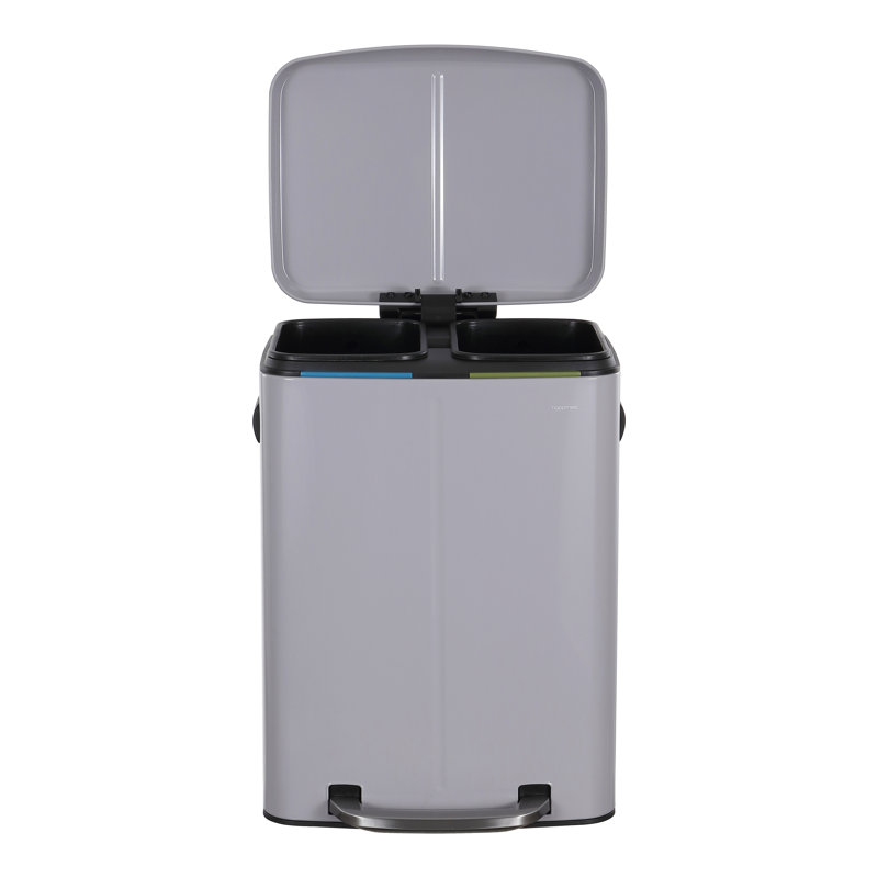 Poubelle à pédale rectangulaire 10,5 gallons Marco, Brouillard gris