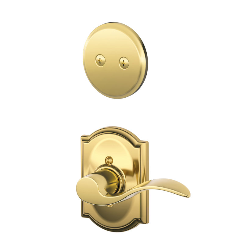 Inactive Interior Camelot Lever Dummy Entry Set (Exterior Portion Sold Separately), Bright Brass, Right Hand