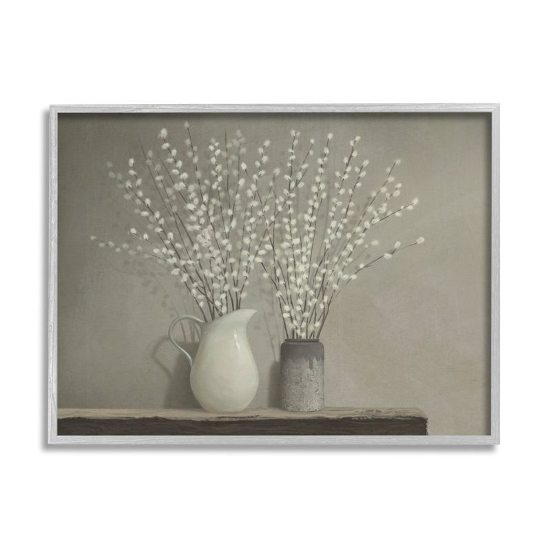 «Beautiful Willow Flower», peinture grise neutre, Estampe numérique Farmhouse, L 24 po x H 30 po