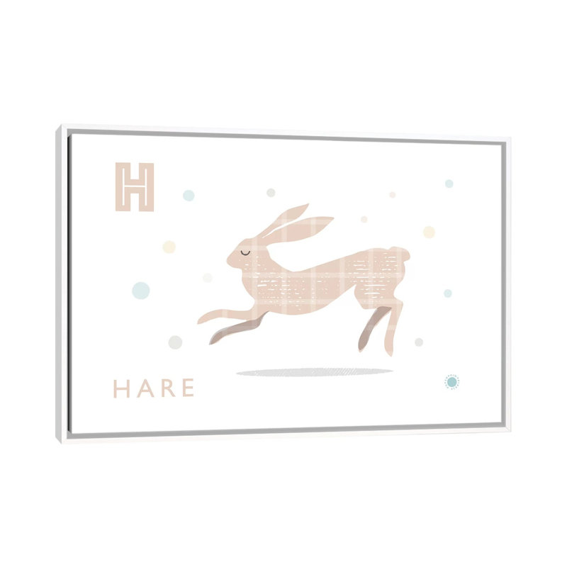 Hare - impression d'art graphique, Pas de tapis, Toile blanche encadrée, H 40 po x l 60 po x 1,5 po