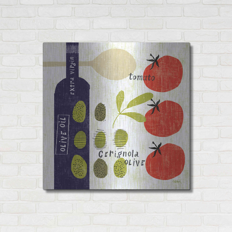 «Italiano Olives» par Sue Schlabach, art mural en métal, H 36 po x l 36 po x P 0,13 po