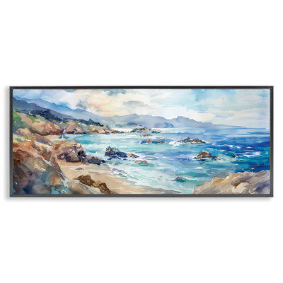 Giclée encadrée bord de plage aux tons bleus, design par Heidi Kuntz
