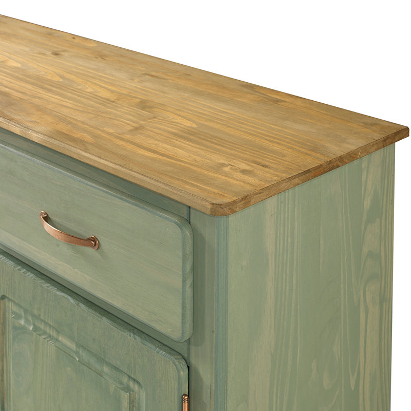 Buffet en bois de pin massif à 3 tiroirs de 57,48 po Wedgerbury, Vert