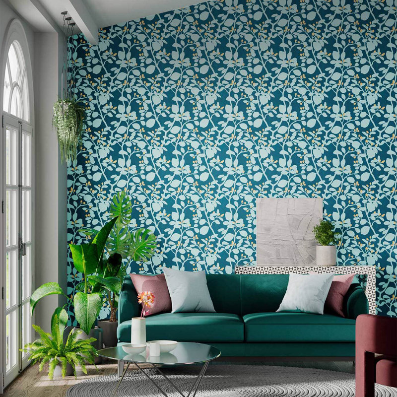 Ardisia 10.05m x 52cm Wallpaper Roll, Amazonia/Teal/ Gold