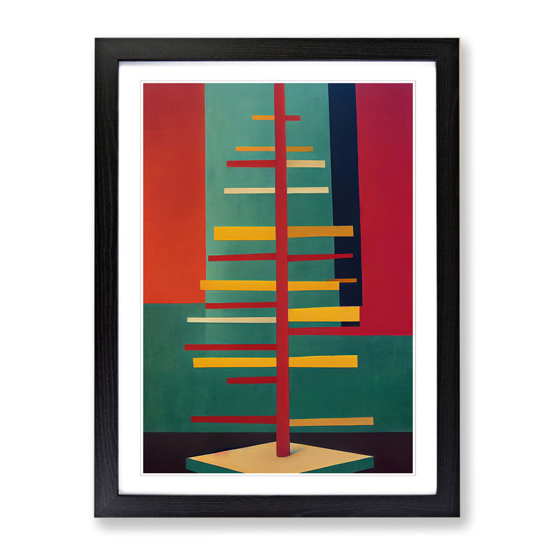 Retro Tree - Single Picture Frame Print, 34cm H x 25cm W x 2cm D, Walnut