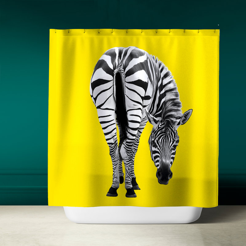 Jez Shower Curtain, Black/White/Yellow