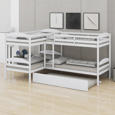 L-Shaped Bunk Bed With Trundle