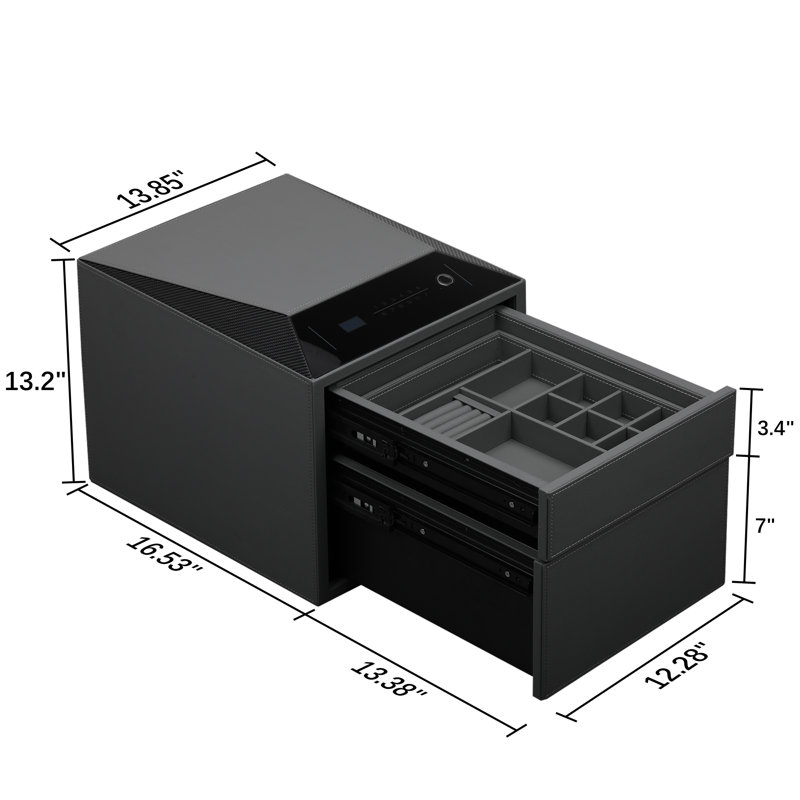 Coffre à bijoux biométrique à empreinte digitale pour la maison Verrouillage rapide d'empreintes digitales et clavier numérique pour la sécurité domestique P 16,5 po x l 13,8 po