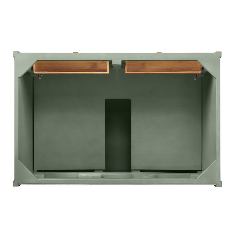 Base de meuble-lavabo simple l 36 po Chicago, Céladon fumé, Laiton champagne