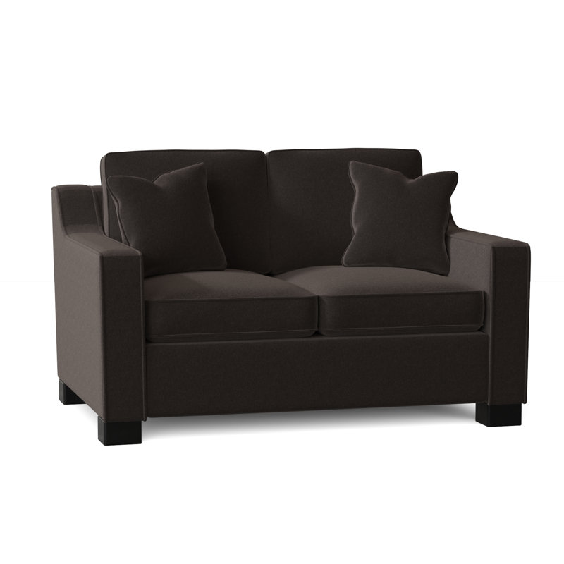 Causeuse à accoudoirs carrés de 56 po avec coussins réversibles Aceyon, Espresso, Acier Palance