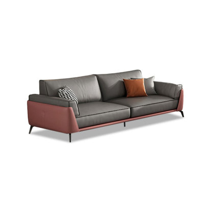Dark grey,Pink Genuine Leather Standard Sofa