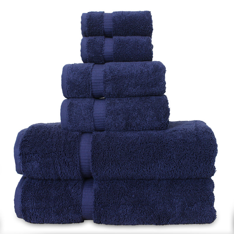 Ensemble de serviettes 6 pièces 100% coton, Bleu marine