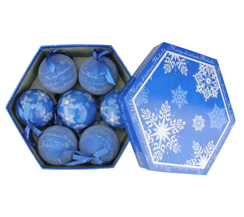 Ensemble d'ornement boule incassable en forme de flocon de neige 7ct bleu et blanc 7,75 po (60 mm)