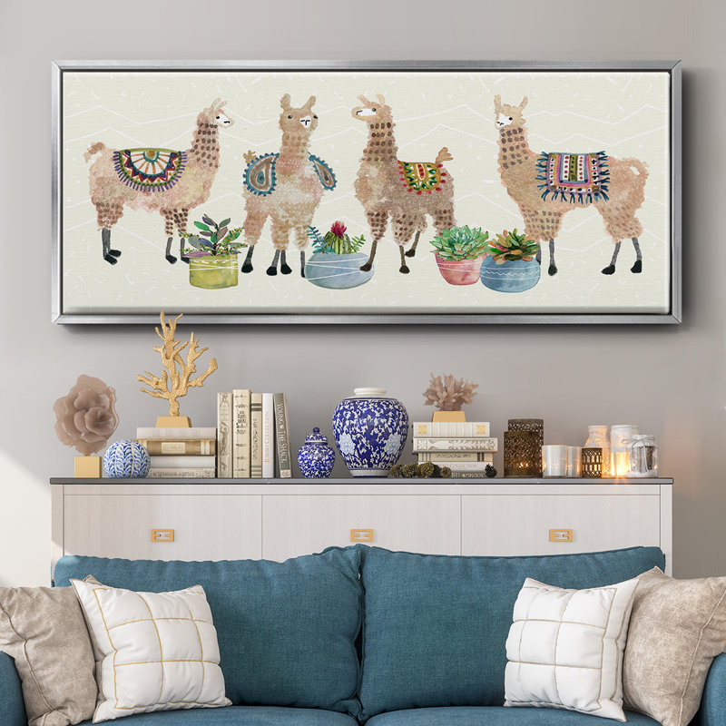 «Llama Party», toile encadrée, H 20 po x l 50 po