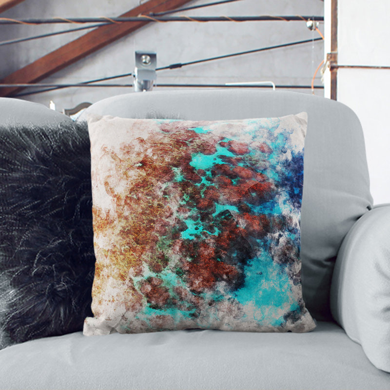 The Great Barrier Reef Coral Watercolour Square Throw Cushion, White, 40cm H x 40cm W x 15cm D