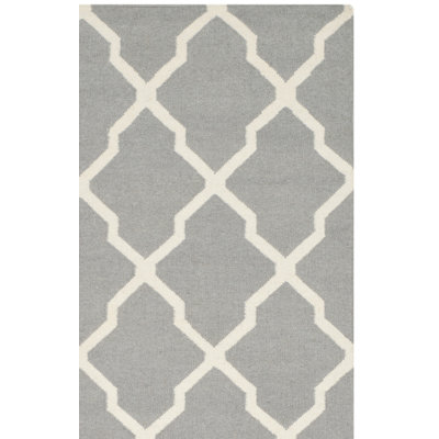 Tapis gris en laine et coton tissé à la main Rodgers