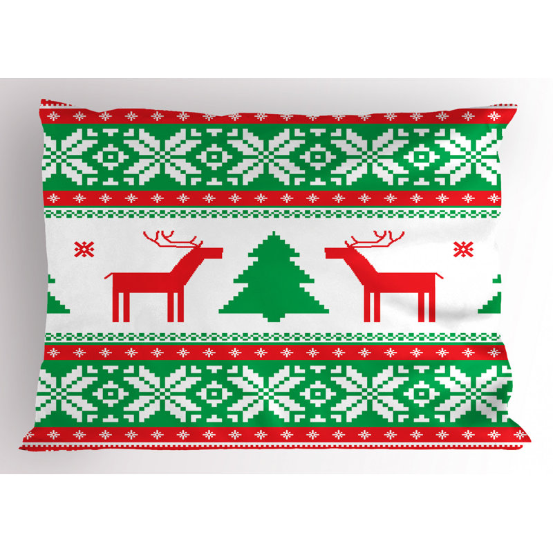 Green/Red Polyester Microfiber Piece Sham, Twin