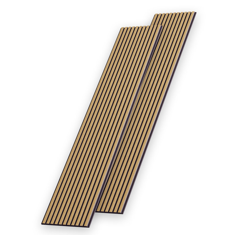 2pc x106" x 12.6" American Oak Acoustic Wall Paneling, Wood Slat Soundproof Wall Panels (2piece/18.55 sq.ft.), American Oak