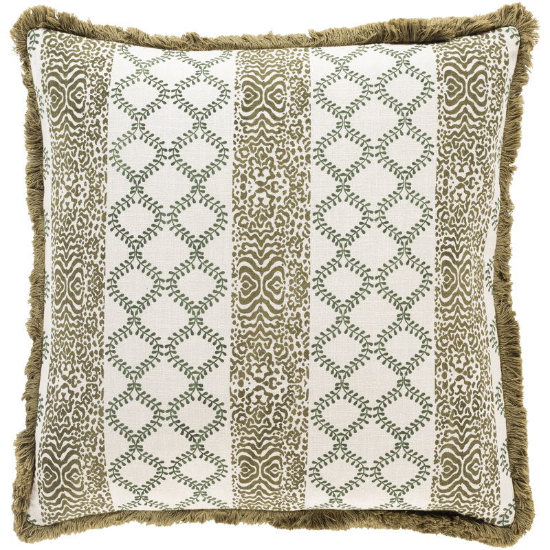 Tanzania Fringed Cotton Throw Pillow, 18" x 18", No Fill