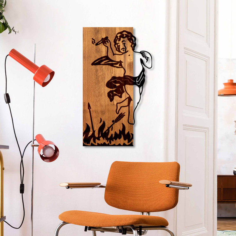 Elegant Decorative Wooden Wall Accessory, Walnut & Black Finish, 13.8 x 22.8 x 1.2 inches | 50% Real Wood (Thickness: 1.2 inches) & 50% Metal (Thickness: 0.6 inches) | Unique Home Decor, Stylish and Functional Design