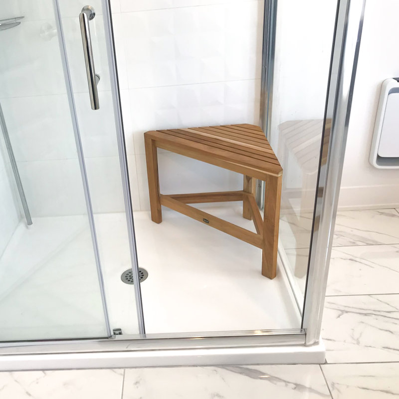 23.5'' W Teak Corner Shower Bench