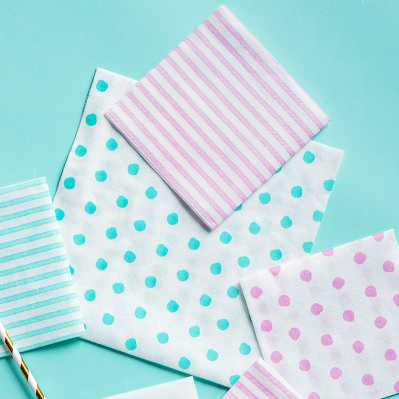 Papersoft Spunlace Striped Square Napkin, 10" Square, Pink