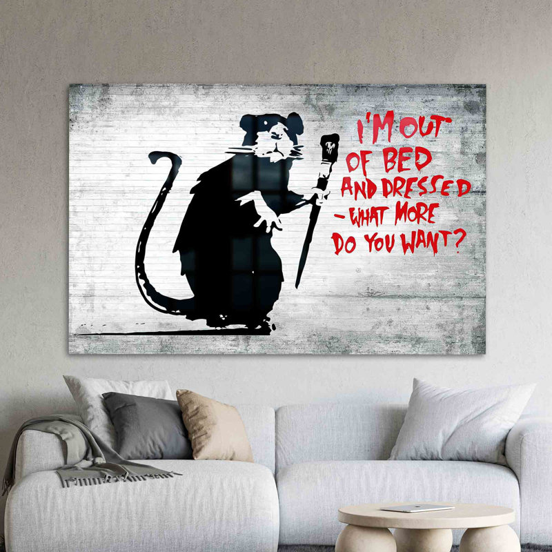 Art mural moderne en verre graffiti pour une décoration de rue unique et contemporaine, H 9,1 po x l 14,2 po